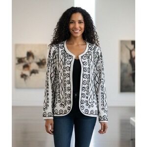 Vintage Sara Studio Cardigan Womens Small Paisley 100% Cotton India Made Y2K NWT